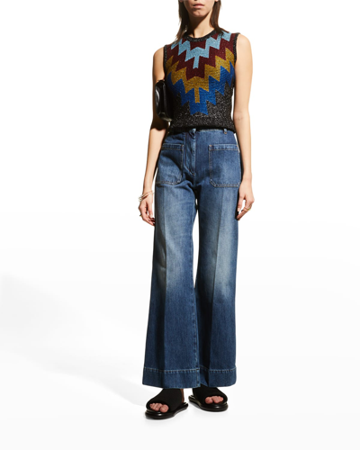 Shop Victoria Beckham Alina Wide-leg Jeans In Faded Blue