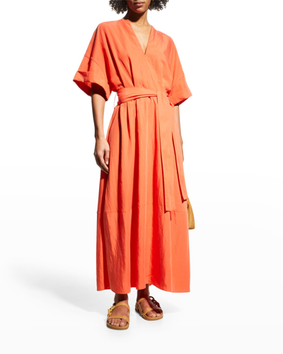 Shop Vince Cuffed Short-sleeve Maxi Dress In Burnt Orchid