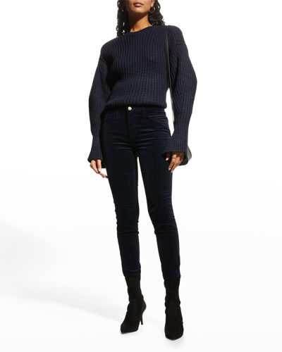 Shop L Agence Margot Velvet High-rise Skinny Ankle Jeans In Galactic