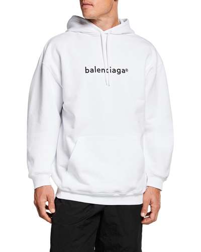 Shop Balenciaga Men's Copyright Logo Hoodie In White/black