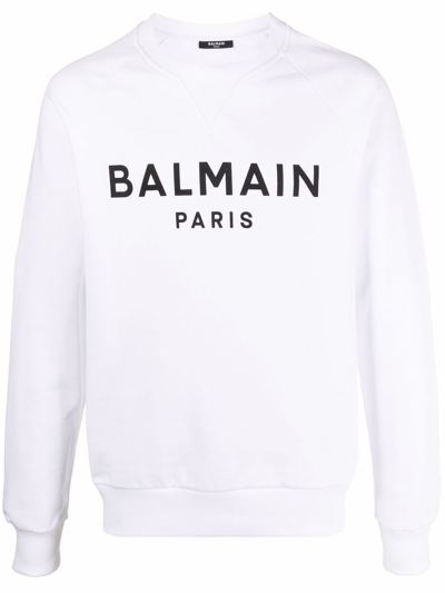Shop Balmain Felpa Con Logo  In White