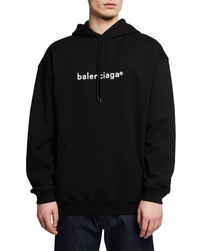 Shop Balenciaga Men's Copyright Logo Hoodie In Noir/ecru