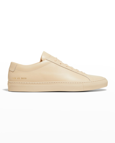 Shop Common Projects Men's Achilles Leather Low-top Sneakers In Grey Violet
