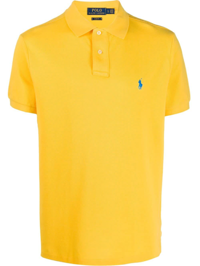 Shop Polo Ralph Lauren Yellow Cotton Piquet Polo Shirt With Logo
