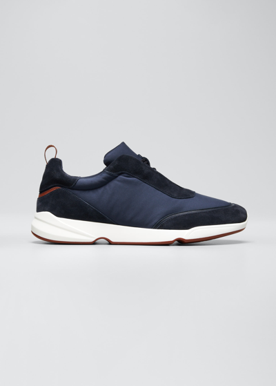 Shop Loro Piana Men's Modular Walk Wind Trainer Sneakers In W000 Blue Navy