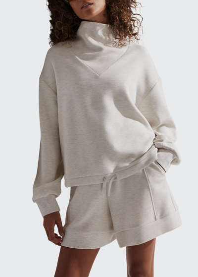 Shop Varley Betsy Turtleneck Sweatshirt In Ivory Marl