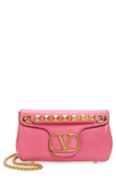 Shop Valentino Stud Sign Vlogo Leather Shoulder Bag In Feminine
