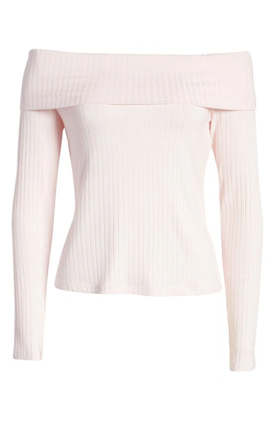 Shop 1.state Off The Shoulder Rib Top In Pink Cloud