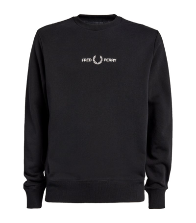 Shop Fred Perry Logo Crew-neck Sweatshirt In Black