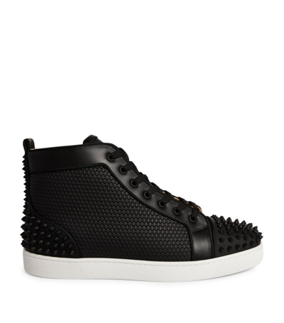 Shop Christian Louboutin Lou Spikes Orlato Leather High-top Sneakers In Red