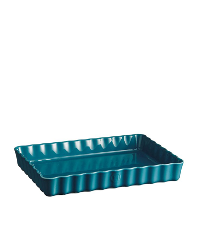 Shop Emile Henry Ceramic Tart Dish (33.5cm) In Blue