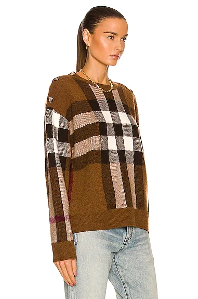 Shop Burberry Darla Sweater In Dark Birch Brown