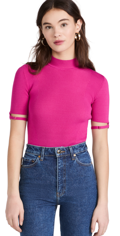 Shop Jacquemus Torre Mesh Knit Top In Pink