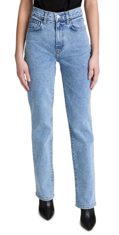 Shop Le Jean High Rise Sabine Straight Jeans Blue Mist Wash 25