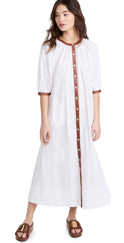 Shop Staud Vincent Dress In White/whiskey