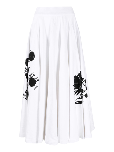 Shop Prada Graphic-print Mid-length Skirt In White