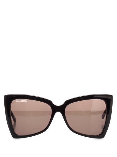 Shop Balenciaga 'tip Butterfly' Sunglasses In Black
