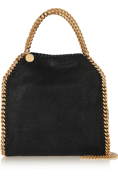 Stella Mccartney The Falabella Mini Faux Brushed-leather Shoulder Bag In Black