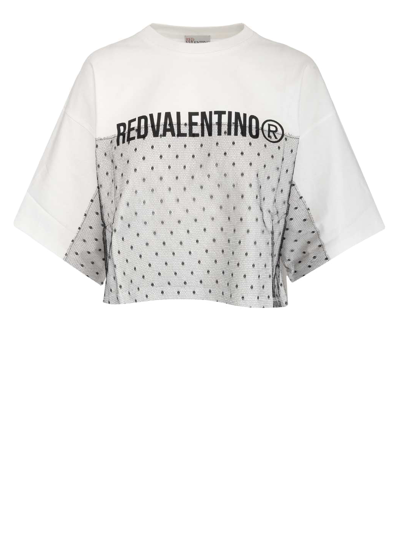 Shop Red Valentino White Crop T-shirt