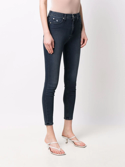 Shop Calvin Klein Jeans Est.1978 High-waist Cropped Jeans In Blue