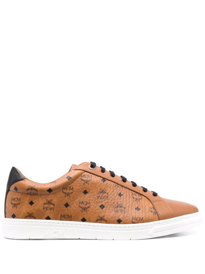 Shop Mcm Terrain Monogram-print Sneakers In Brown