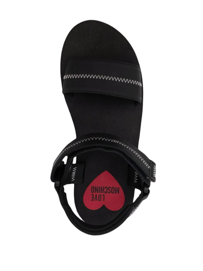 Shop Love Moschino Logo Open-toe Sandals In Black