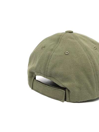 Shop Palm Angels Logo-embroidered Cotton Baseball Cap In Green