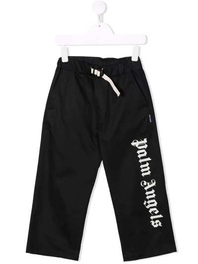 Palm Angels Blue Pants For Boy With Logo In Blue