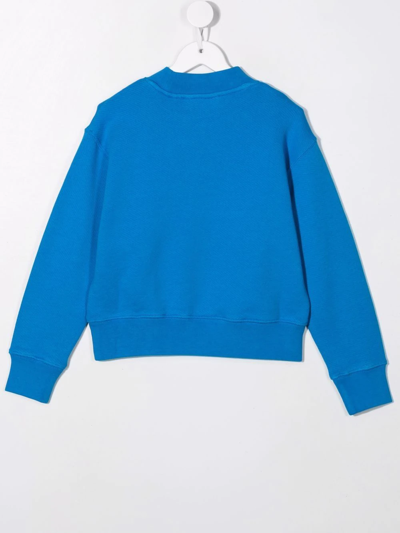 Shop Palm Angels Logo-print Cotton Sweatshirt In Blue