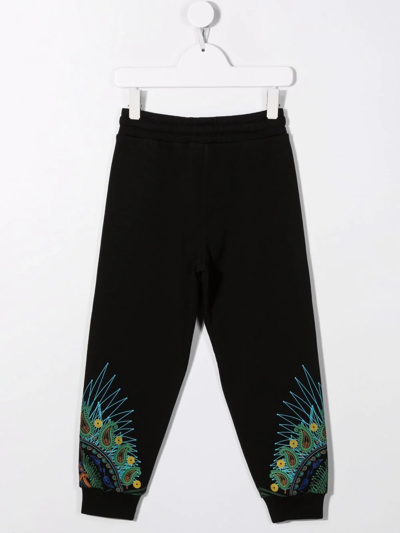 Marcelo Burlon County Of Milan Bandana Wings Graphic-print Cotton-blend Jogging Bottoms 4-12 Years In Black