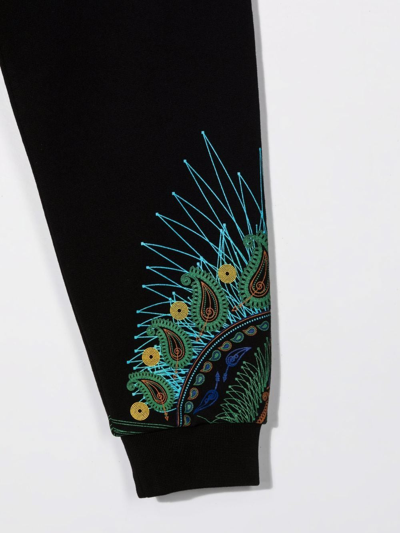 Marcelo Burlon County Of Milan Bandana Wings Graphic-print Cotton-blend Jogging Bottoms 4-12 Years In Black