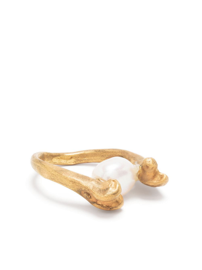Shop Claire English Tortuga Pearl Ring In Gold