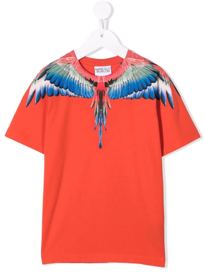 Shop Marcelo Burlon County Of Milan Wings-print T-shirt In Red