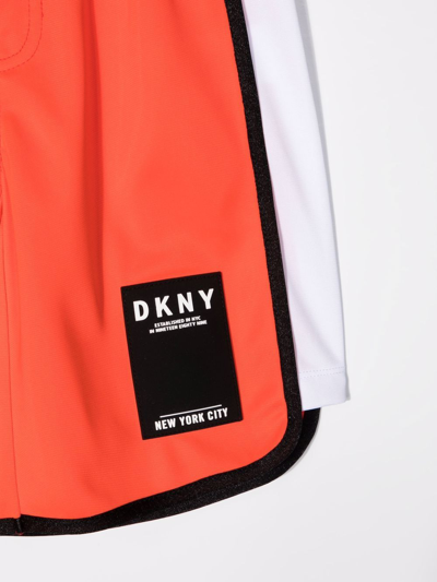 Shop Dkny Logo-patch Track Shorts In Orange