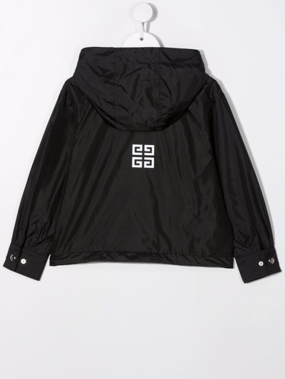 Shop Givenchy Logo Print Hooded Jacket In Black