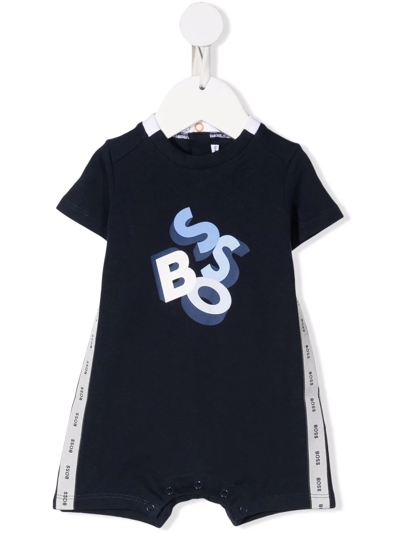 Shop Bosswear Logo Print Romper In Blue
