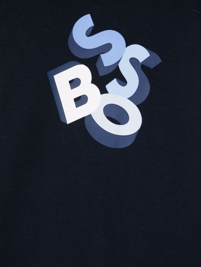Shop Bosswear Logo Print Romper In Blue