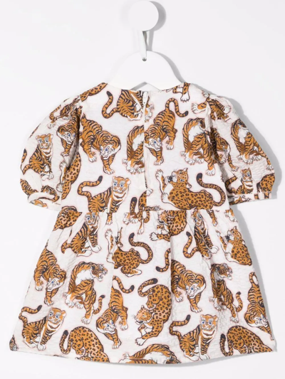 Shop Kenzo Tiger Pattern Flared Dress In White