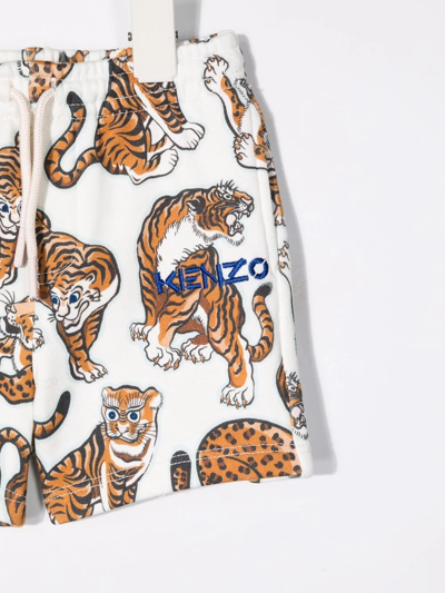 Shop Kenzo Tiger-print Deck Shorts In White