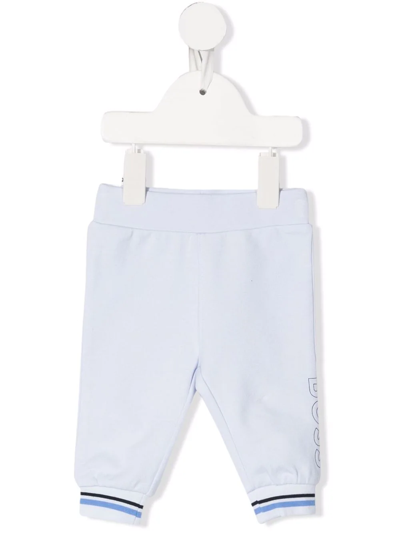 Shop Bosswear Logo-print Cotton Track Trousers In Blue
