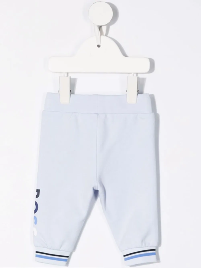 Shop Bosswear Logo-print Cotton Track Trousers In Blue