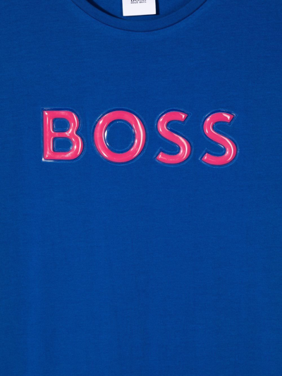 Shop Bosswear Debossed-logo T-shirt Dress In Blue