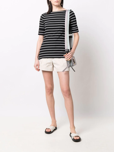 Shop Lauren Ralph Lauren Elbow-sleeve Striped Top In Black