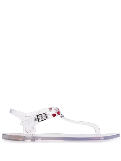 Shop Love Moschino Transparent Thong Strap Sandals In Neutrals