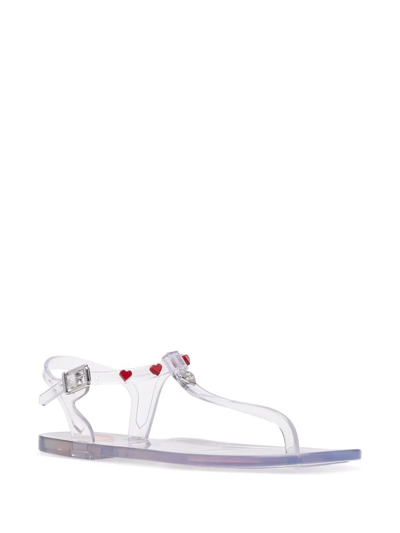 Shop Love Moschino Transparent Thong Strap Sandals In Neutrals