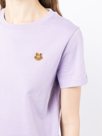 Shop Kenzo Tiger-patch Cotton T-shirt In Purple