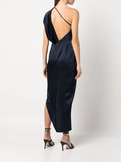 Shop Michelle Mason Asymmetric Open Back Dress In Blue