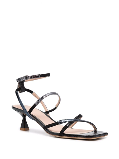 Shop Scarosso Sally Metallic-effect Heeled Sandals In Blue