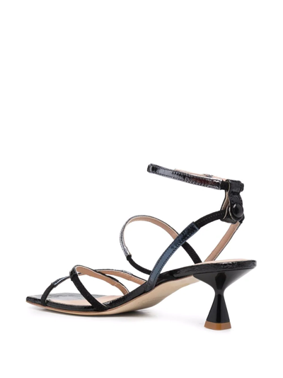 Shop Scarosso Sally Metallic-effect Heeled Sandals In Blue