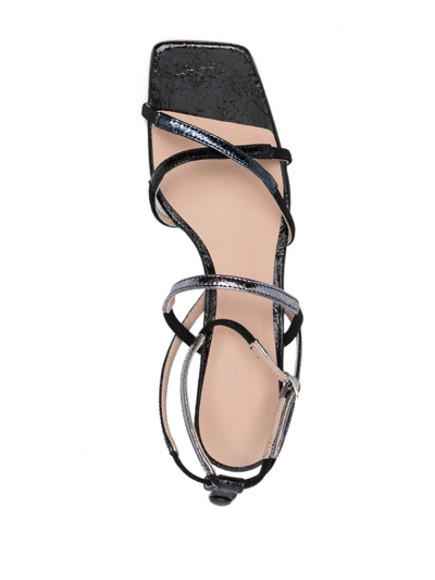 Scarosso Sally Metallic-effect Heeled Sandals In Blue